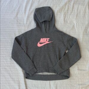 Nike Charcoal Hoodie with Pink Swoosh